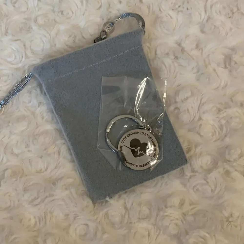 NWT cute enough and skilled enough Silver/gray lettering Nursing keychains!